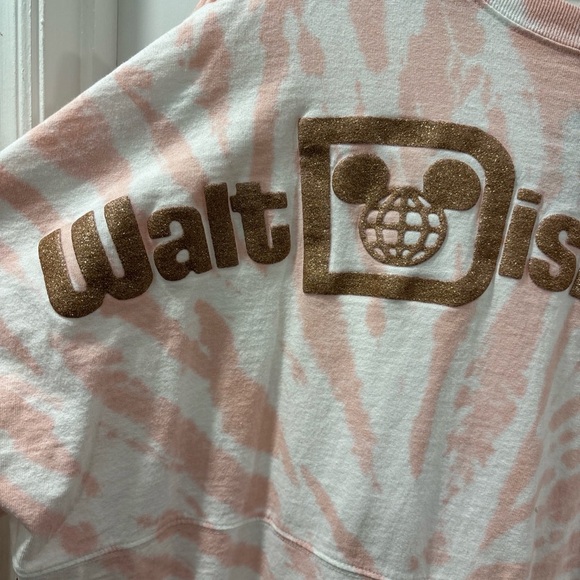 Walt Disney World Tie Dye Spirit Jersey Size XL Pink/White/Rose Gold Glitter EUC - Picture 2 of 7